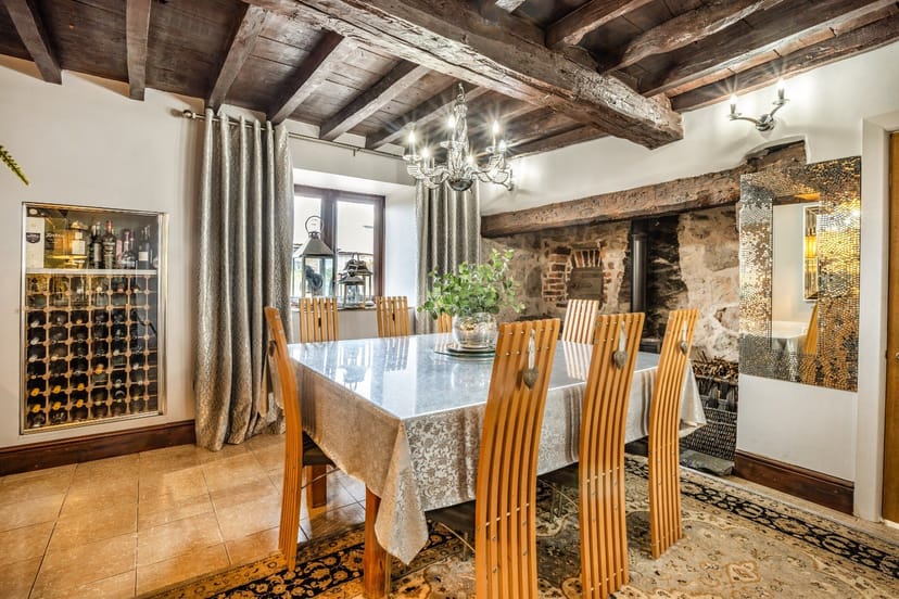 Rustic dining room, wine cellar, executive meeting