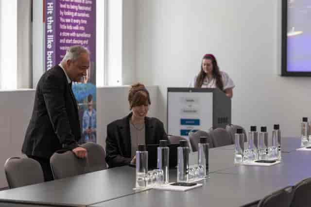 Savoy Place meeting room, modern tech, business conference