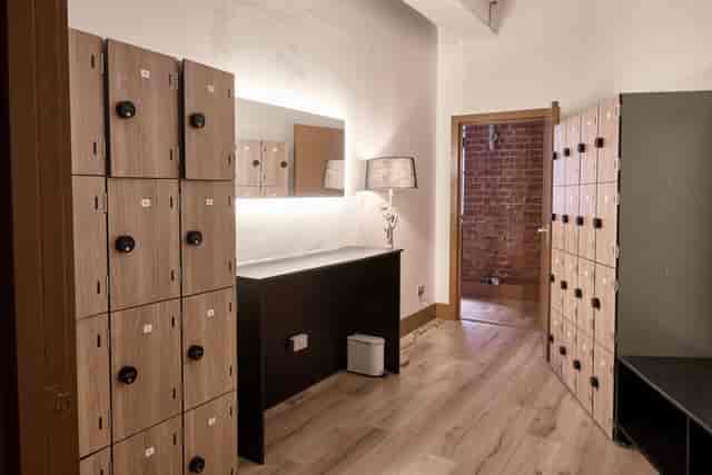 Lower Étage London cloakroom featuring secure lockers for event storage and staff use.