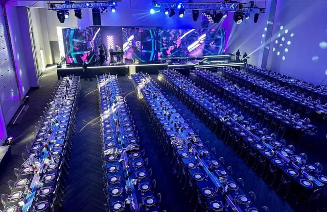 Gala ballroom, LED screens, awards ceremony, corporate event