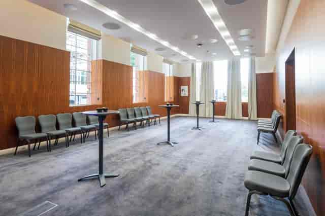 Lovelace Room London event space, wood paneling, breakout session
