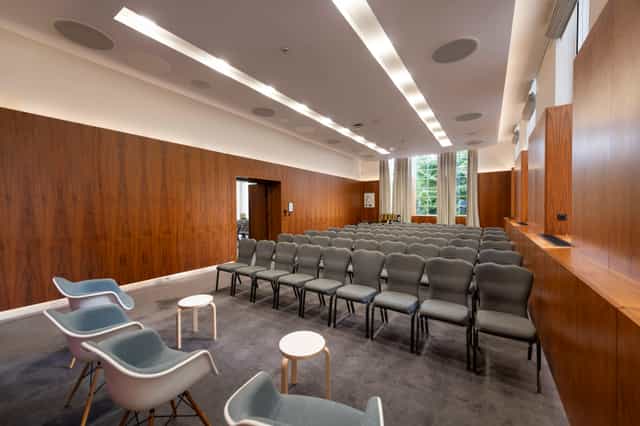 Marconi Room IET London: Wood paneled event, conference, reception.