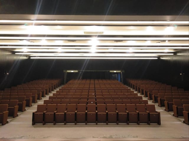 Hilton Porto Gaia auditorium with theater-style seating for corporate conferences and keynotes.