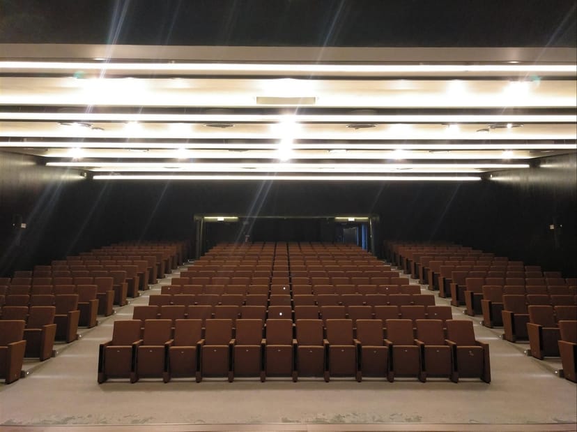 Hilton Porto Gaia auditorium with theater seating for corporate presentations and keynotes.
