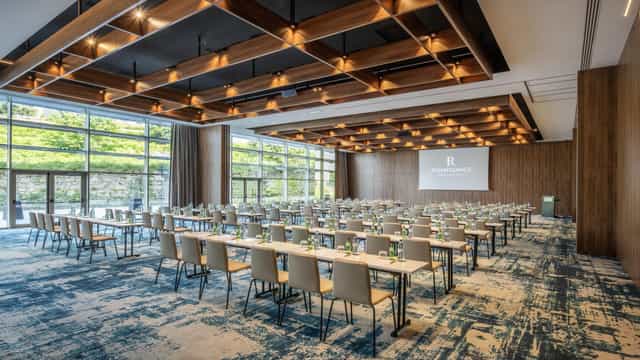 Boardroom A classroom setup at Renaissance Porto Lapa Hotel for corporate workshops and training.