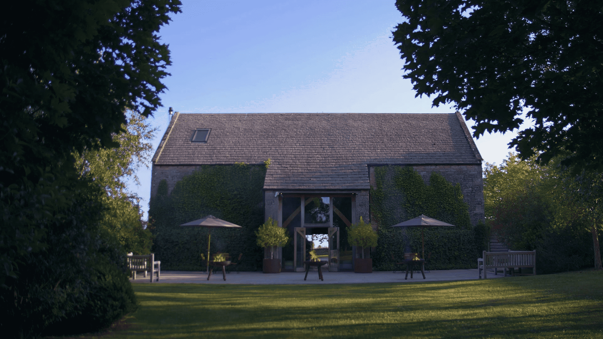 Main Barn at Stone Barn: rustic-chic venue for corporate retreats and outdoor networking events.