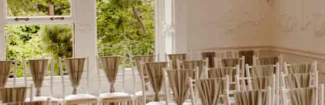 Elegant event venue at Edinburgh Zoo with Chiavari chairs for upscale wedding or corporate meeting.