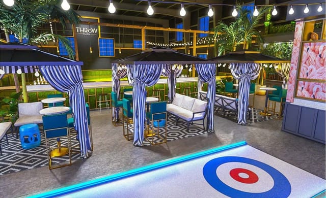 THRōW Social DC corporate mixer with interactive games and lounge seating for networking events.