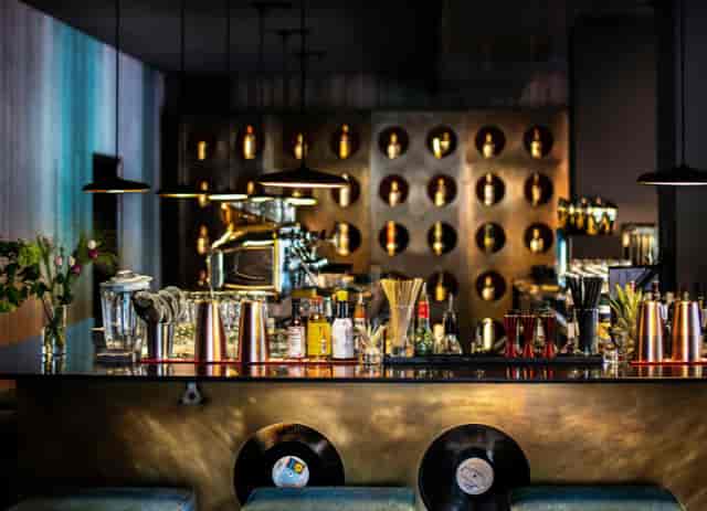 Atmospheric JAMS Lounge bar setup for upscale evening receptions and VIP cocktail events.
