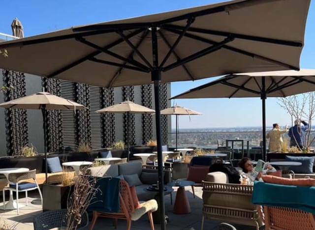 Rooftop breakout space in Fitzroy with lounge seating for networking and VIP hospitality events.