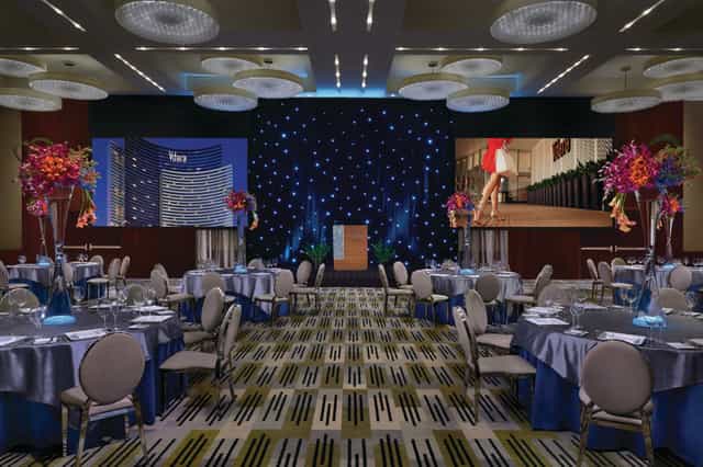 Viñoly Grand Ballroom gala setup with stage for corporate awards and professional evening events.