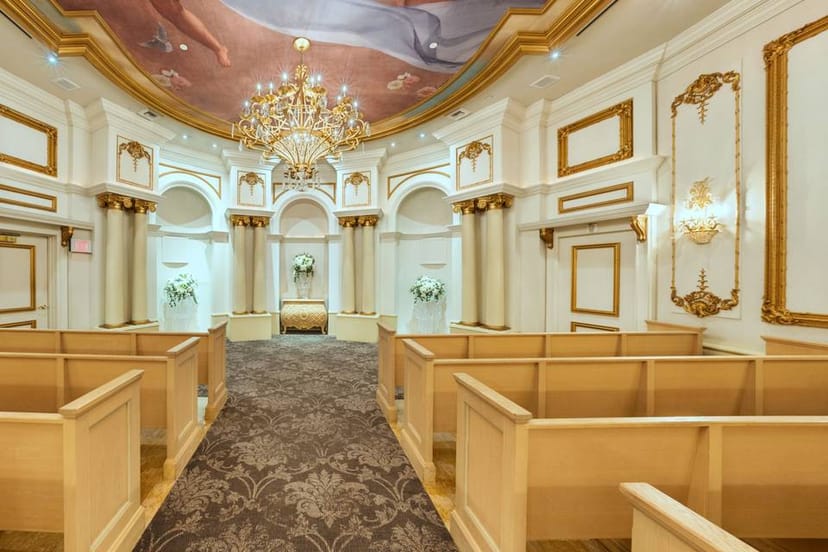 Concorde venue at Paris Las Vegas with neoclassical architecture for intimate wedding ceremonies.