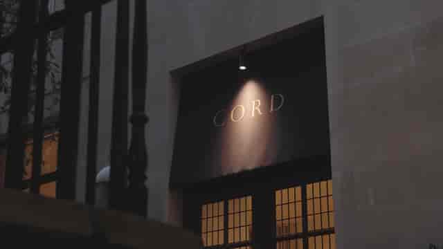 Cord Café entrance: luxury venue for VIP dinner and corporate networking events.