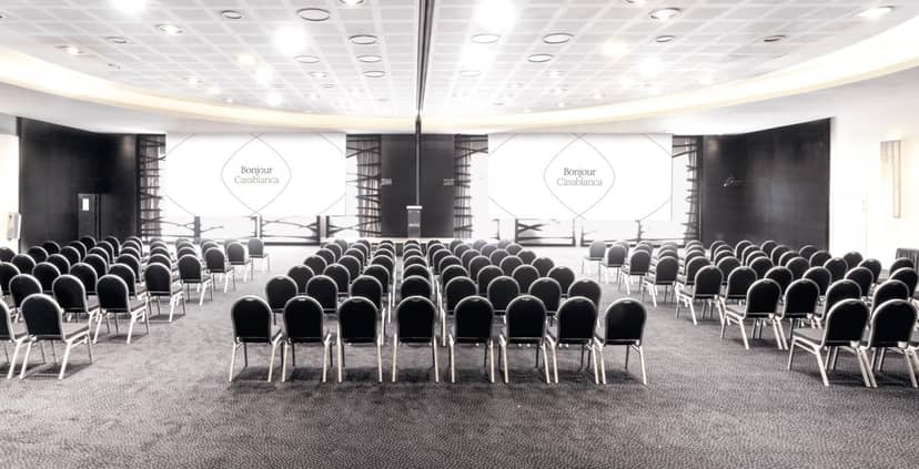 Modern conference room at Sofitel Casablanca for corporate plenary sessions and keynote events.