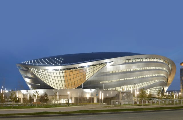 Astana Congress Center plenary hall: iconic large-scale venue for corporate events and conferences.