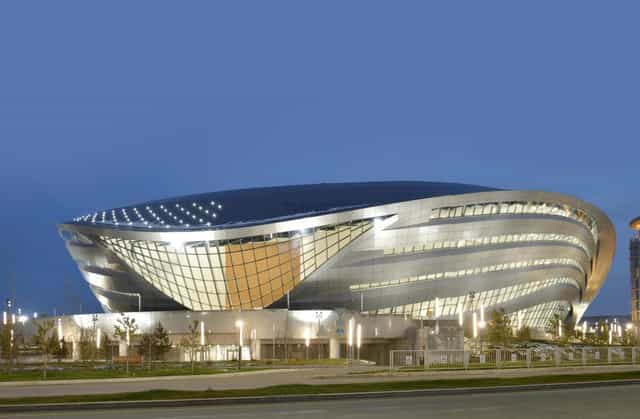 Modern Astana Congress Center conference hall, ideal for large-scale conventions and gala events.