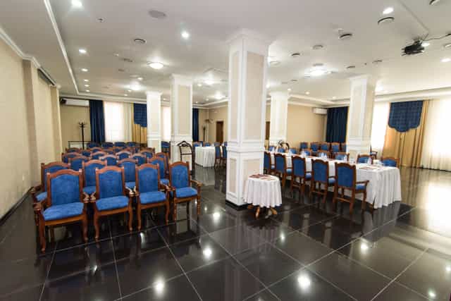 King Hotel Astana conference hall with theater and classroom seating for business events.