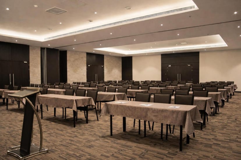 Jasper meeting room in DoubleTree Nairobi, schoolroom setup for professional training events.