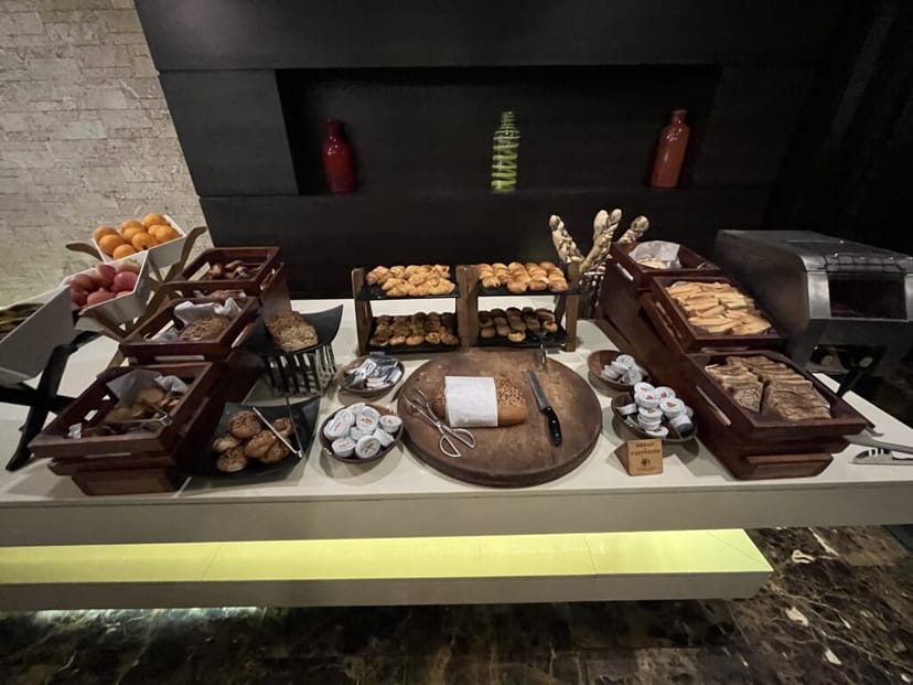 Continental breakfast buffet with pastries at a DoubleTree Nairobi morning meeting event.