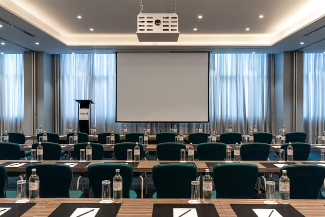 Classroom-style corporate seminar setup at Kifaru, Radisson Blu Nairobi for training and meetings.
