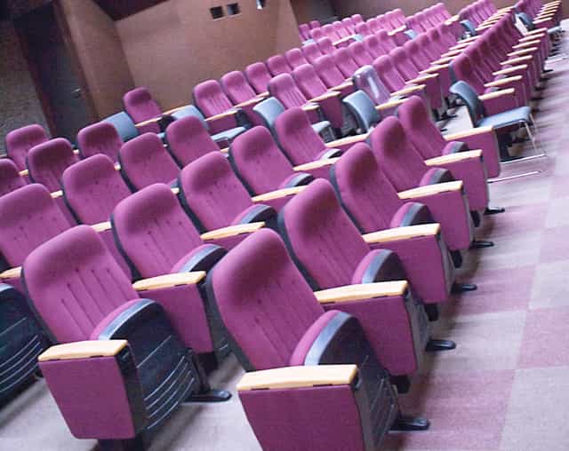 Lenana Hall KICC auditorium with purple theater seating for corporate events and conferences.