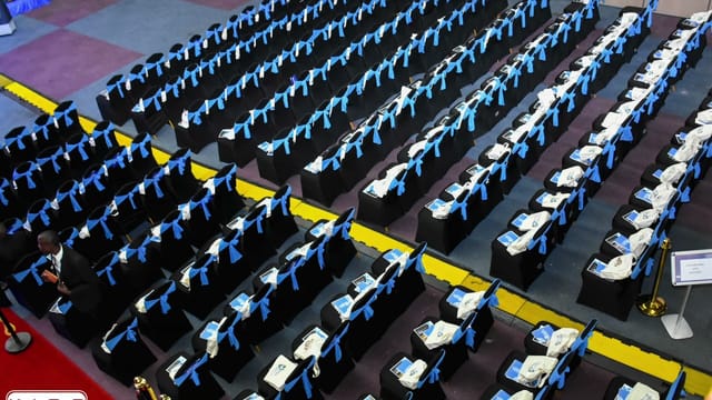 Shimba Hills Room KICC: Classroom-style corporate conference setup for seminars and business events.