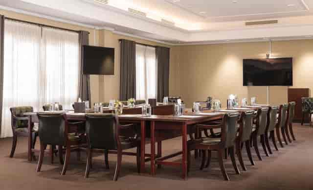 U-shaped boardroom at Hemingways Nairobi with professional seating for corporate meetings.