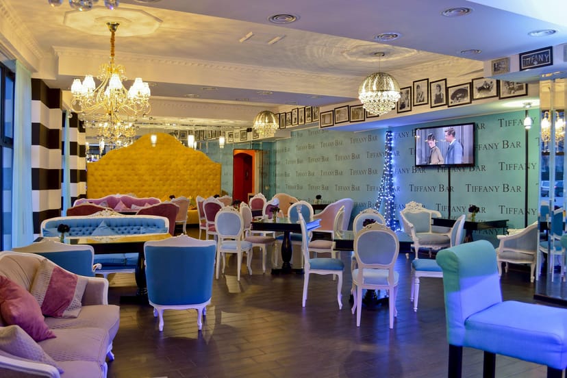 Tiffany Bar Tbilisi: Vibrant furniture for social mixers and boutique corporate event spaces.