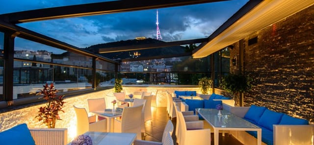 Tiffany Bar rooftop terrace, Tbilisi: luxury event space for upscale cocktail and networking events.