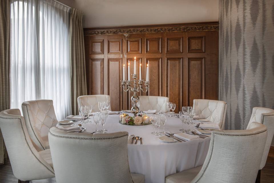 Laganview Suite private dining setup for executive board dinners and sophisticated events.