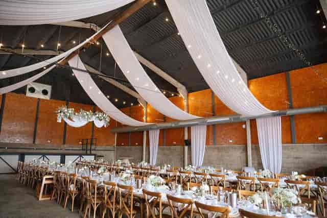 Boulton & Paul Bar wedding venue with elegant drape decor for upscale banquet receptions.