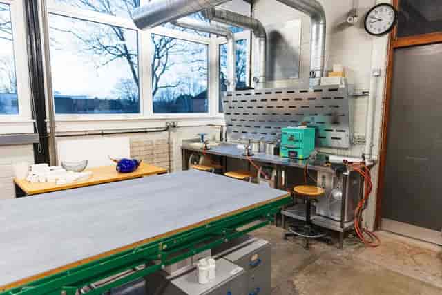 Lampworking Studio workshop space for creative team building and craft events.