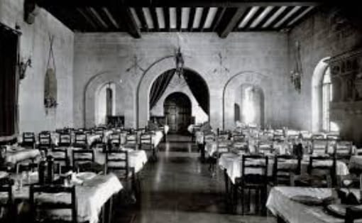 Historic stone banquet hall at Château de la Napoule for wedding reception or event venue.