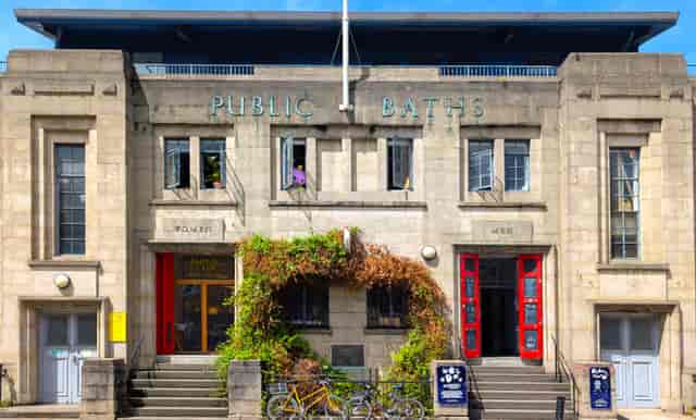 The Hall at Eastway Baths: industrial-chic heritage venue for pop-up events and gallery receptions.