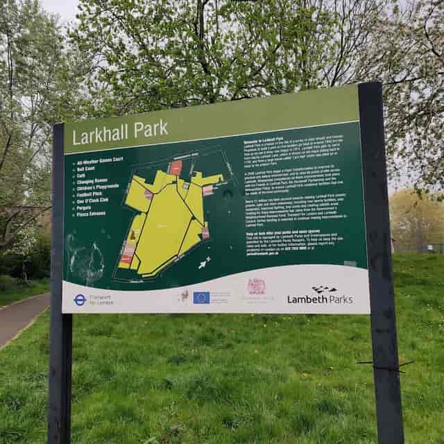 Outdoor venue site map of Larkhall Park for event planning and logistics.
