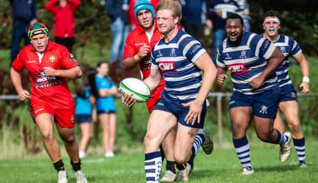 Havant Rugby Club grass pitches featuring brand sponsorship for outdoor sports events.