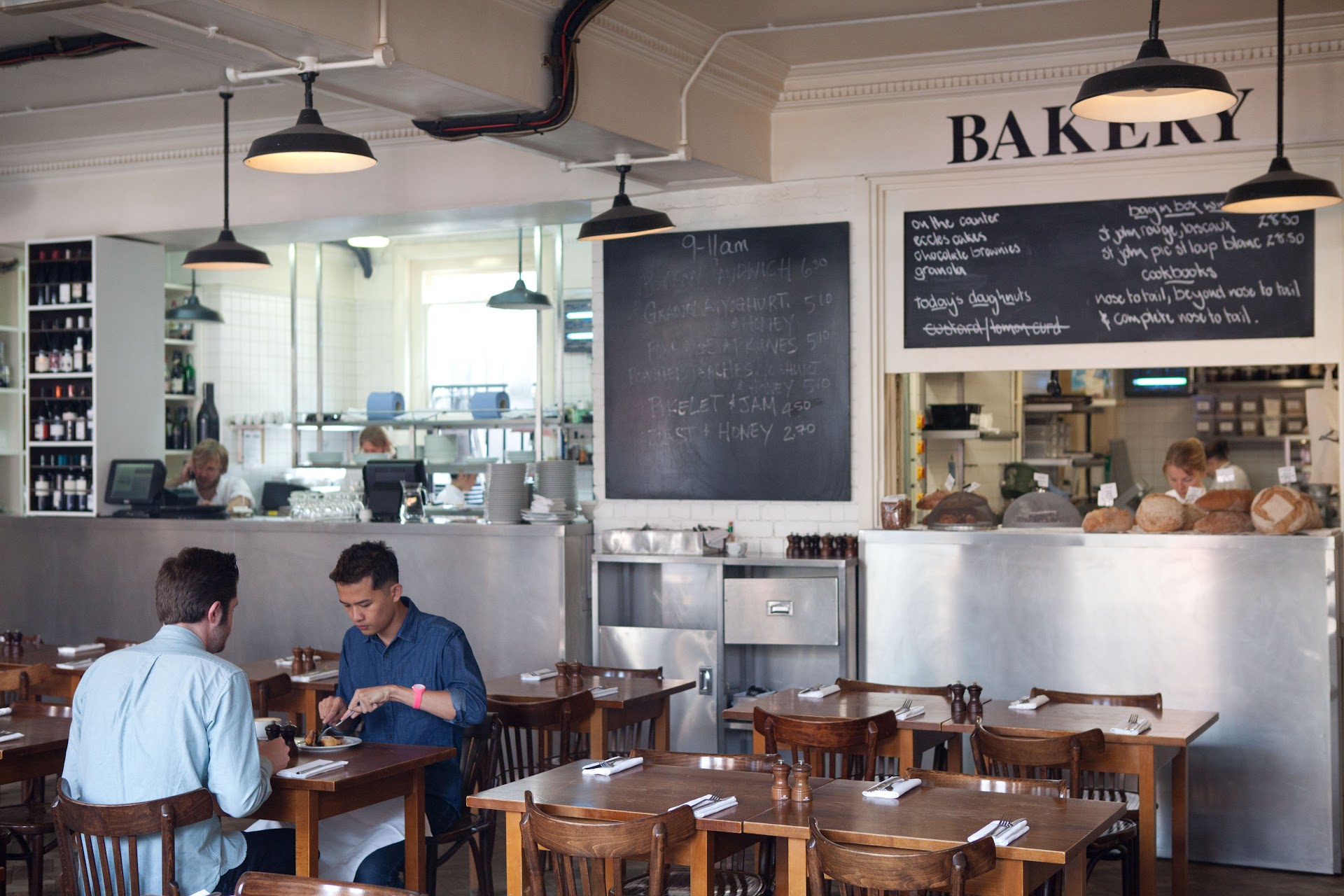 Industrial-chic St. JOHN Bread and Wine restaurant for team lunch and corporate breakout events.