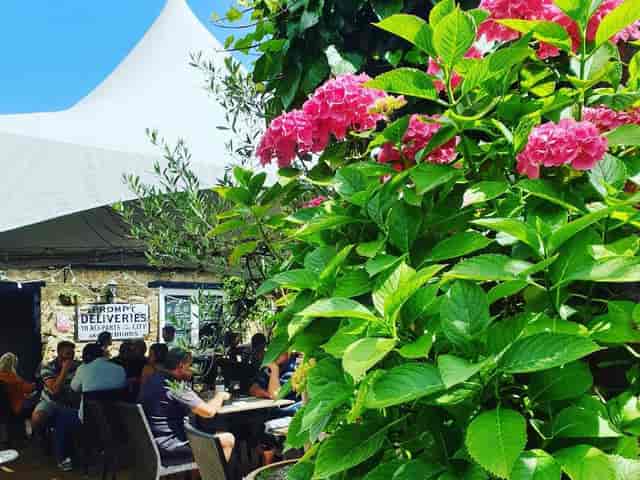 Beer garden with tension tent for outdoor event venue and private party hire.