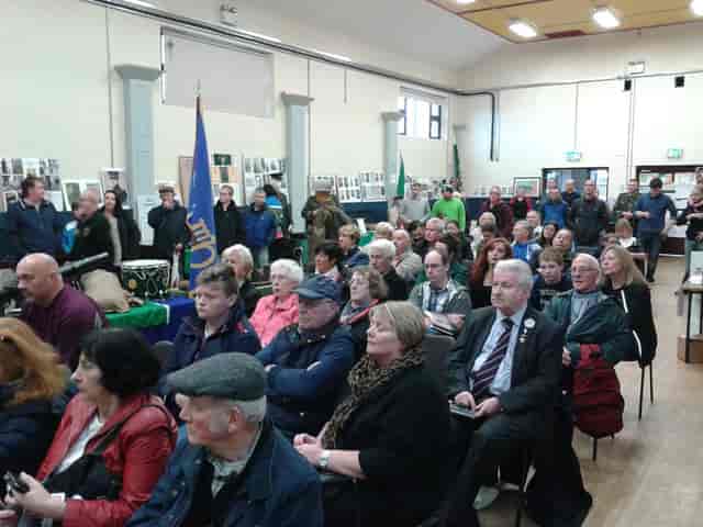 Phibsborough Community Centre town hall event with poor sightlines and cluttered space.