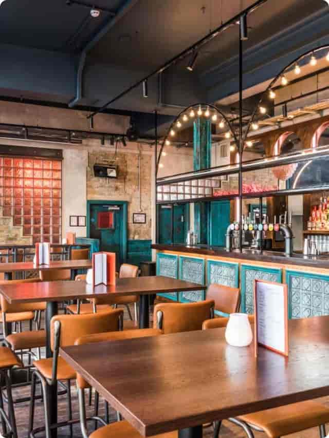 Industrial-chic Hub Bar at The London Irish Centre for networking events and corporate receptions.