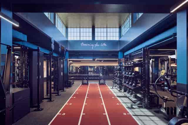 Industrial private gym for corporate wellness retreat and team-building events.