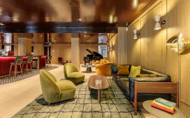 Mid-century lounge bar at The Bedford, perfect for professional networking and VIP event spaces.