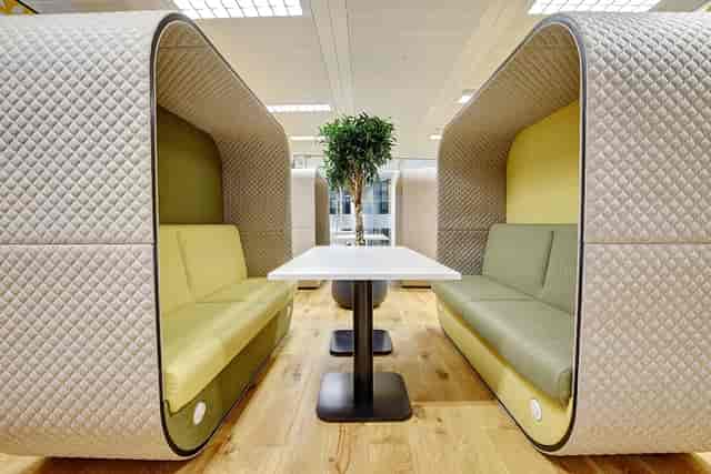 The Cocoon sound-dampening pod for agile breakout collaboration in an event space.