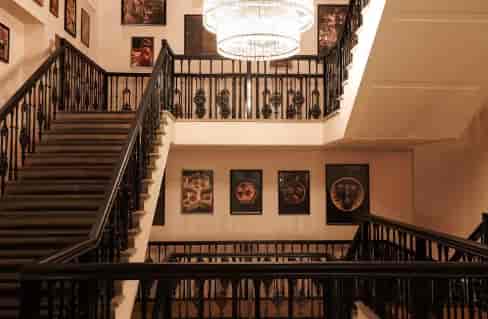 Elegant Dim Sum Library staircase for VIP event entrance and corporate gala venue.