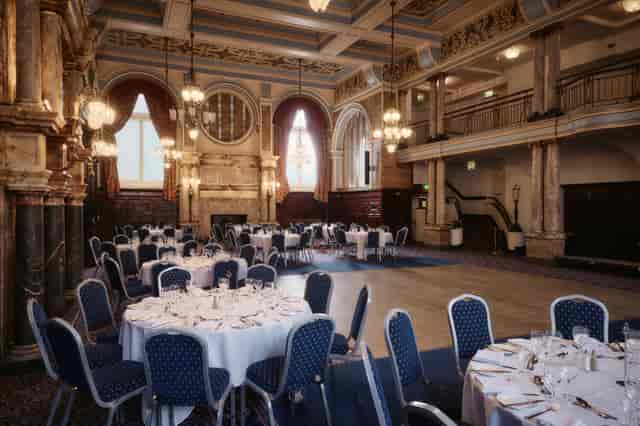 Kings Hall ballroom, historic architecture, ideal for formal galas and corporate dinner events.