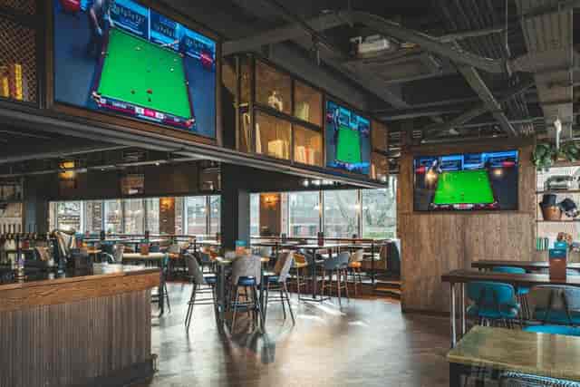Ludo Sports & Live Lounge Exeter: High-top seating for sports parties and networking events.