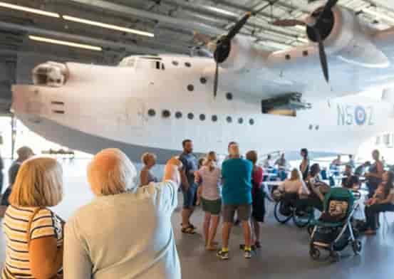 Historic aircraft hangar venue at RAF Museum Midlands for corporate events and unique weddings.