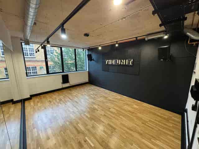 Industrial-chic flex space at The Studio, perfect for workshops and collaborative presentations.