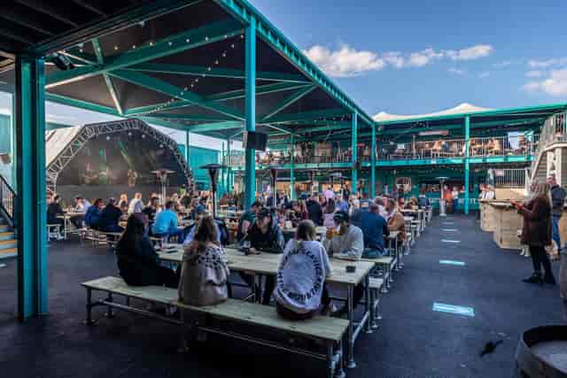 Stack Seaburn Upper Plaza: Outdoor corporate networking venue with beer garden seating.