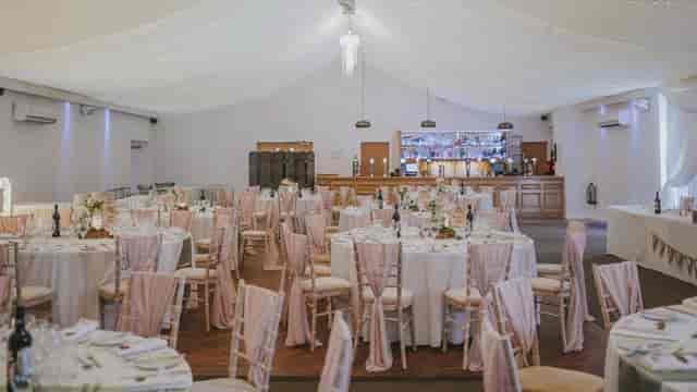 St Thomas’ Church Main Hall with marquee-style wedding and corporate gala event seating.